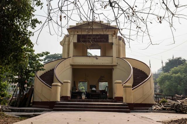 This photo taken on March 19, 2026 shows the damaged Thahtay Kyaung Monastery in Mandalay after a magnitude 7.7 magnitude earthquake on March 28, 2025. The magnitude 7.7 magnitude earthquake on March 28, 2025 killed more than 3,700 people as it razed buildings in Myanmar's central belt, with devastation focused on the second-most-populous city of Mandalay. (Photo by Sai Aung MAIN / AFP)