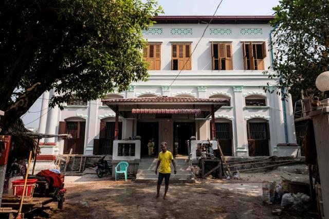 This photo taken on March 19, 2026 shows the repaired Shwe Yay Saung Taik Monastery in Mandalay after a magnitude 7.7 magnitude earthquake on March 28, 2025. The magnitude 7.7 magnitude earthquake on March 28, 2025 killed more than 3,700 people as it razed buildings in Myanmar's central belt, with devastation focused on the second-most-populous city of Mandalay. (Photo by Sai Aung MAIN / AFP)