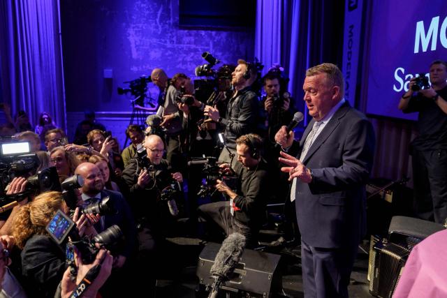 Lars Lokke Rasmussen, Denmark's Foreign Minister and Chairman of the Moderates arrives at his election party celebration in Copenhagen March 24, 2026. Denmark's Social Democrats, led by Prime Minister Mette Frederiksen, finished first in the general election but posted their weakest showing in more than 120 years and the left-wing bloc failed to secure a majority. (Photo by Rasmus Flindt Pedersen / Ritzau Scanpix / AFP) / Denmark OUT
