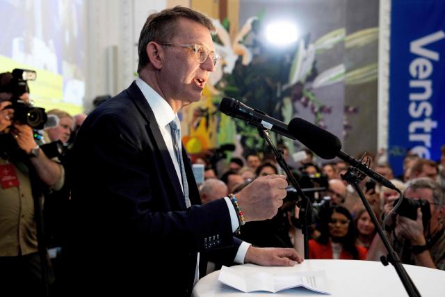 Denmark's Defense Minister and chairman of Denmark's Liberal Party Venstre Troels Lund Poulsen speaks during an election party after the exit polls in Copenhagen, on March 24, 2026, during the parliamentary election in Denmark. Denmark's Social Democrats, led by Prime Minister Mette Frederiksen, finished first in the general election but posted their weakest showing in more than 120 years and the left-wing bloc failed to secure a majority. (Photo by Bo Amstrup / Ritzau Scanpix / AFP) / Denmark OUT