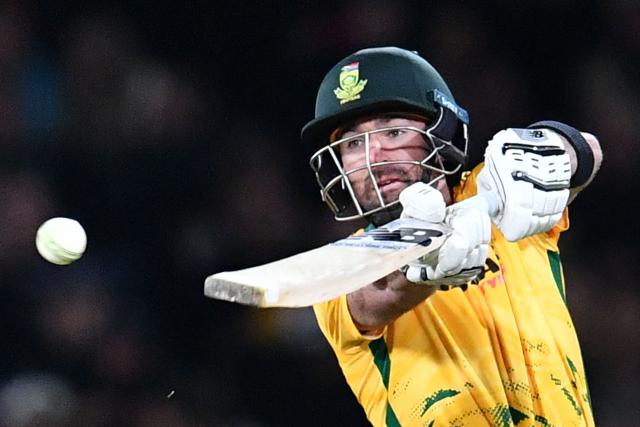 South Africa's Connor Esterhuizen plays a shot during the fifth Twenty20 international cricket match between New Zealand and South Africa at Hagley Oval in Christchurch on March 25, 2026. (Photo by Sanka Vidanagama / AFP)