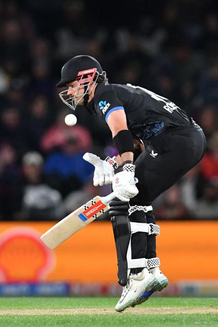 New Zealand's Tim Robinson bats during the fifth Twenty20 international cricket match between New Zealand and South Africa at Hagley Oval in Christchurch on March 25, 2026. (Photo by Sanka Vidanagama / AFP)
