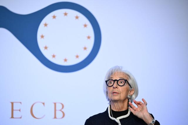 President of the European Central Bank (ECB) Christine Lagarde delivers her speech at the ECB And Its Watchers conference in Frankfurt, western Germany, on March 25, 2026. The European Central Bank has a "set of options" for dealing with the energy shock unleashed by the Middle East war, its chief Christine Lagarde said on march 25. (Photo by Kirill KUDRYAVTSEV / AFP)