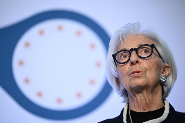 President of the European Central Bank (ECB) Christine Lagarde delivers her speech at the ECB And Its Watchers conference in Frankfurt, western Germany, on March 25, 2026. The European Central Bank has a "set of options" for dealing with the energy shock unleashed by the Middle East war, its chief Christine Lagarde said on march 25. (Photo by Kirill KUDRYAVTSEV / AFP)