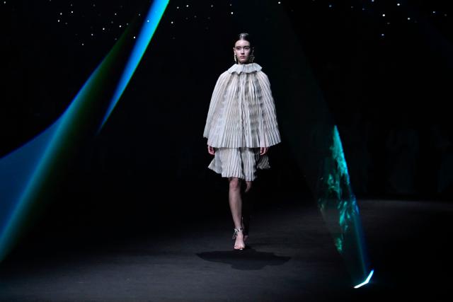 A model displays a creation from Nunu Nono by En Zhang during the China Fashion Week in Beijing on March 25, 2026. (Photo by WANG Zhao / AFP)