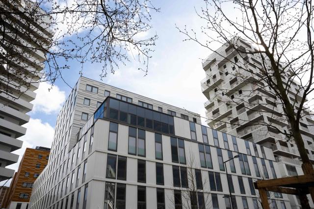 This photograph shows the building intended to house the European Customs Authority in Lille, northern France, on March 25, 2026. Lille is competing to host the headquarters of the future European Customs Authority alongside Rome, Warsaw, Zagreb, Bucharest, The Hague, as well as Liege, Porto and Malaga. The choice of location will be made on March 25, 2026 in several stages, the European Council stated in a press release at the end of February. Firstly, the Council and the European Parliament will each select two of the candidate cities, without consulting one another. If the same city is selected by both institutions, it will automatically be chosen. In the event of a disagreement, the Council and the Parliament will proceed to a vote to reach a consensus. (Photo by Elise HOUBEN / AFP)