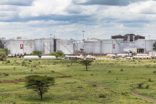 A general view of the Kenya Pipeline Company (KPC) Oil depot, at the state corporation's headquarters, responsible for transporting, storing and delivering petroleum products to Kenya's consumers in Nairobi on March 25, 2026. The war between the United States and Iran, now in its fourth week, has sent shockwaves through global markets, with fuel prices soaring amid fast depleting stocks across Kenya with government accusing marketers of 'fuel hoarding' to stoke surging demand-driven price hikes. Kenya currently sources all its fuel from the Middle East through government-to-government deals with Gulf crude producers and refiners. (Photo by Tony KARUMBA / AFP)