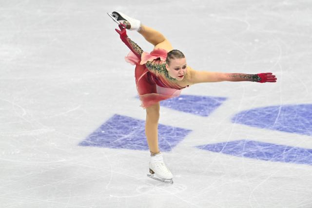 Estonia's Niina Petrokina performs during the Women's short program during the 2026 ISU World Figure Skating Championships on March 25, 2026 in Prague. (Photo by Michal Cizek / AFP)