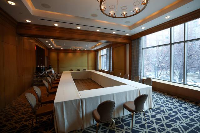 A view of a meeting room at the Four Seasons hotel in Boston, Massachusetts, where the French national football team have established their base camp, on March 25, 2026, on the eve of a friendly match against Brazil. (Photo by Franck FIFE / AFP)
