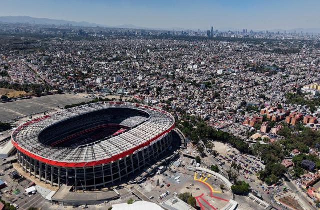Aerial view of the newly renovated Banorte Stadium, formerly the Azteca Stadium, in Mexico City on March 25, 2026. (Photo by Luis CORTES / AFP)