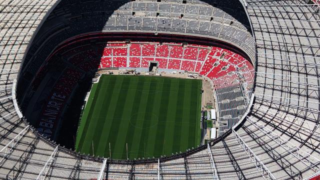 Aerial view of the newly renovated Banorte Stadium, formerly the Azteca Stadium, in Mexico City on March 25, 2026. (Photo by Luis CORTES / AFP)
