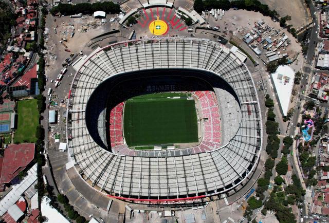 Aerial view of the newly renovated Banorte Stadium, formerly the Azteca Stadium, in Mexico City on March 25, 2026. (Photo by Luis CORTES / AFP)