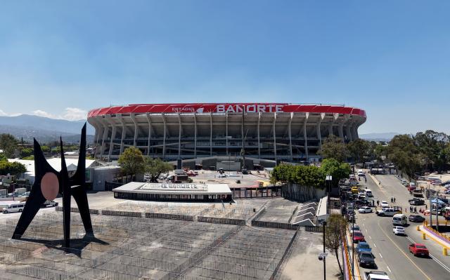 Aerial view of the newly renovated Banorte Stadium, formerly the Azteca Stadium, in Mexico City on March 25, 2026. (Photo by Luis CORTES / AFP)