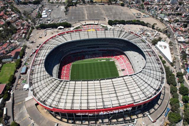 Aerial view of the newly renovated Banorte Stadium, formerly the Azteca Stadium, in Mexico City on March 25, 2026. (Photo by Luis CORTES / AFP)