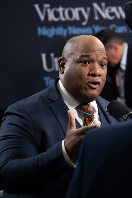 US Evangelical Minister Mark Burns speaks during the Conservative Political Action Conference at the Gaylord Texan Resort & Convention Center, in Grapevine, Texas, on March 25, 2026. American conservatives converge on Texas this week for what organizers bill as their largest and most influential gathering, with the Iran war and fears of a punishing midterm election cycle heightening the stakes. (Photo by Leandro Lozada / AFP)