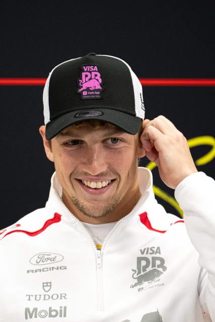 Racing Bulls' New Zealand driver Liam Lawson attends a press conference ahead of the Formula One Japanese Grand Prix in Suzuka on March 26, 2026. (Photo by Philip FONG / AFP)