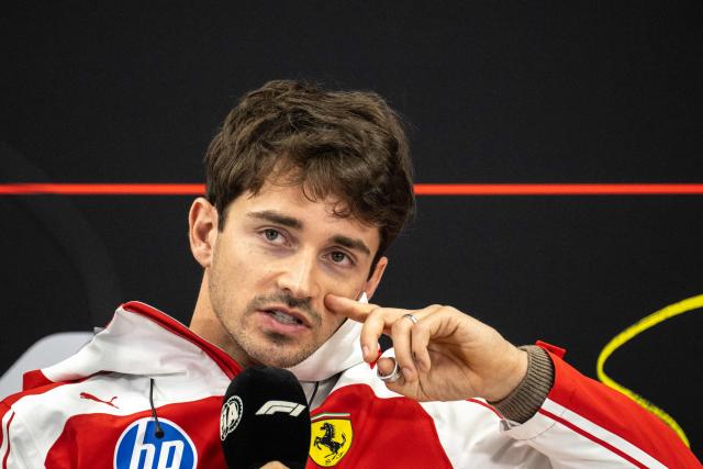 Ferrari's Monegasque driver Charles Leclerc attends a press conference ahead of the Formula One Japanese Grand Prix in Suzuka on March 26, 2026. (Photo by Philip FONG / AFP)