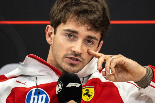 Ferrari's Monegasque driver Charles Leclerc attends a press conference ahead of the Formula One Japanese Grand Prix in Suzuka on March 26, 2026. (Photo by Philip FONG / AFP)