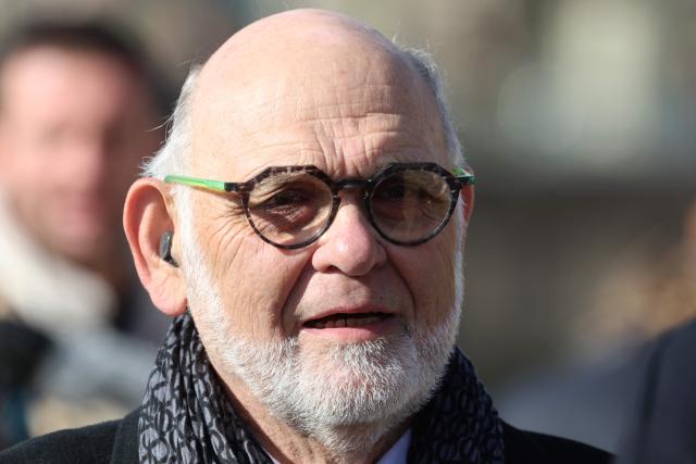 Former National Secreatry of the French Communist Party Robert Hue arrives at a national tribute to former French Prime Minister Lionel Jospin at the Hotel des Invalides in Paris on March 26, 2026. Born on July 12, 1937, former French prime minister Lionel Jospin, a Socialist who introduced the 35-hour work week and civil partnerships for gay couples, has died aged 88, his family said on March 23, 2026. (Photo by Ludovic MARIN / AFP)