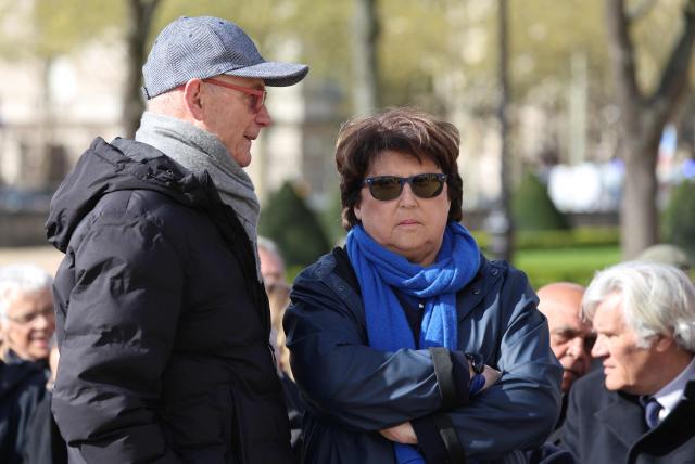 Former Minister and former First Secretary of the Socialist Party Martine Aubry (R) and former director of the World Trade Organization Pascal Lamy a national tribute to former French Prime Minister Lionel Jospin at the Hotel des Invalides in Paris on March 26, 2026. Born on July 12, 1937, former French prime minister Lionel Jospin, a Socialist who introduced the 35-hour work week and civil partnerships for gay couples, has died aged 88, his family said on March 23, 2026. (Photo by Ludovic MARIN / AFP)