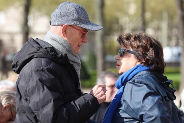 Former Minister and former First Secretary of the Socialist Party Martine Aubry (R) and former director of the World Trade Organization Pascal Lamy a national tribute to former French Prime Minister Lionel Jospin at the Hotel des Invalides in Paris on March 26, 2026. Born on July 12, 1937, former French prime minister Lionel Jospin, a Socialist who introduced the 35-hour work week and civil partnerships for gay couples, has died aged 88, his family said on March 23, 2026. (Photo by Ludovic MARIN / AFP)