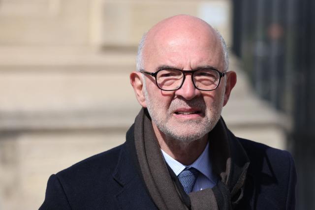 Former Minister and member of the European Court of Auditors Pierre Moscovici leaves after during a national tribute to former French Prime Minister Lionel Jospin at the Hotel des Invalides in Paris on March 26, 2026. Born on July 12, 1937, former French prime minister Lionel Jospin, a Socialist who introduced the 35-hour work week and civil partnerships for gay couples, has died aged 88, his family said on March 23, 2026. (Photo by Ludovic MARIN / AFP)