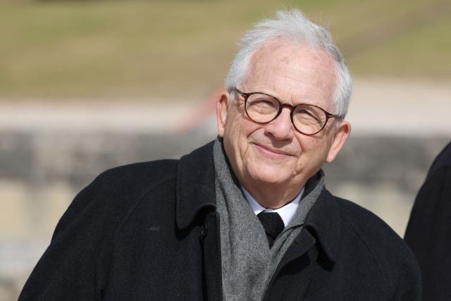 Former Lionel Jospin's chief of staff Olivier Schrameck leaves after a national tribute to former French Prime Minister Lionel Jospin at the Hotel des Invalides in Paris on March 26, 2026. Born on July 12, 1937, former French prime minister Lionel Jospin, a Socialist who introduced the 35-hour work week and civil partnerships for gay couples, has died aged 88, his family said on March 23, 2026. (Photo by Ludovic MARIN / AFP)