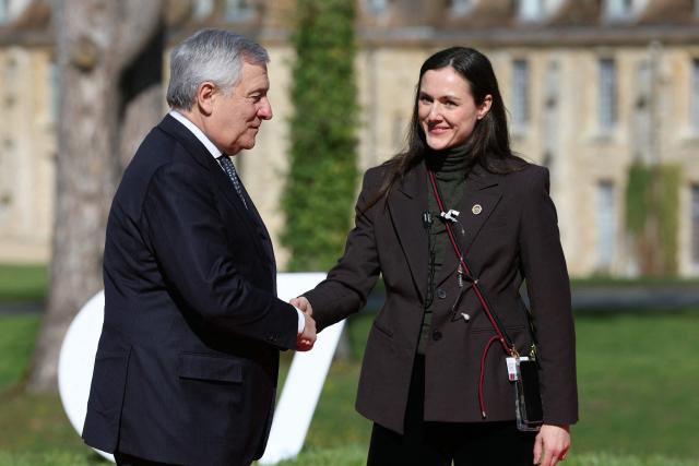Italy's Foreign Minister Antonio Tajani arrives for a G7 Foreign Ministers' meeting with Partner Countries for talks on Russia's war in Ukraine and the Middle East situation at the Vaux-de-Cernay Abbey in Cernay-la-Ville outside Paris, on March 26, 2026. Foreign ministers from the G7 will take part part in a two-day meeting with European nations and allies seeking to narrow differences with the US on the Middle East war while keeping other crises like Ukraine and Gaza high on the agenda. (Photo by Alain JOCARD / AFP)