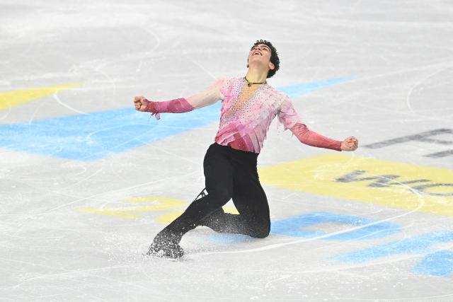 Jacob Sanchez from the United States performs during the men's short program at the 2026 ISU World Figure Skating Championships in Prague on March 26, 2026. (Photo by Michal Cizek / AFP)