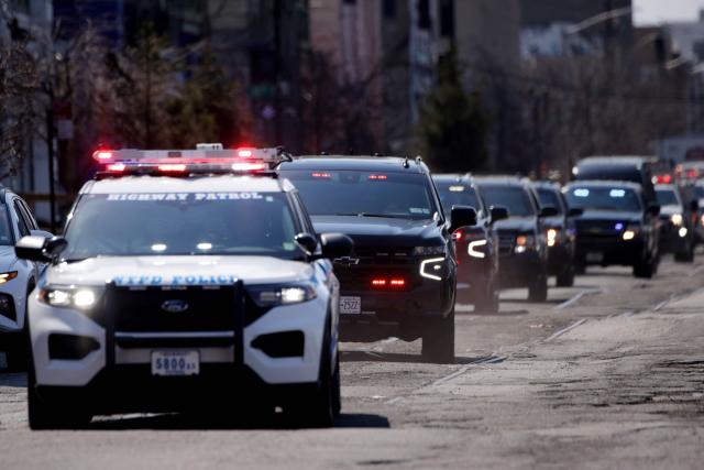 A convoy believed to be carrying ousted Venezuelan president Nicolas Maduro arrives Metropolitan Detention Center in the Brooklyn borough of New York City following his federal court appearance on March 26, 2026. Lawyers for the ousted Venezuelan president Nicolas Maduro are expected to push for the dismissal of his drug trafficking charges when he appears in a New York court March 26. The Manhattan hearing comes as Washington cautiously warms ties with Caracas, with the question of who will pay the legal fees of the former autocrat and his wife expected to take center stage. (Photo by Leonardo MUNOZ / AFP)