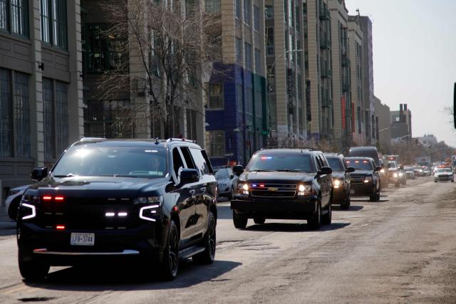 A convoy believed to be carrying ousted Venezuelan president Nicolas Maduro arrives Metropolitan Detention Center in the Brooklyn borough of New York City following his federal court appearance on March 26, 2026. Lawyers for the ousted Venezuelan president Nicolas Maduro are expected to push for the dismissal of his drug trafficking charges when he appears in a New York court March 26. The Manhattan hearing comes as Washington cautiously warms ties with Caracas, with the question of who will pay the legal fees of the former autocrat and his wife expected to take center stage. (Photo by Leonardo MUNOZ / AFP)