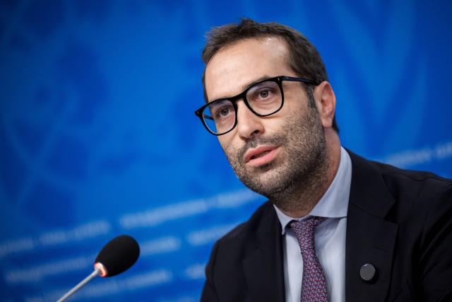 (FILES) Spain's Minister of Economy, Trade and Business Carlos Cuerpo speaks during a press conference, part of the 16th United Nations Trade and Development (UNCTAD) ministerial conference, in Geneva on October 22, 2025. Spanish Prime Minister Pedro Sanchez on March 26, 2026 appointed Economy Minister Carlos Cuerpo as deputy prime minister, replacing Maria Jesus Montero, who is stepping down to run in a regional election. A career economist with experience in European institutions, Cuerpo, 45, is one of the highest-rated ministers in Sanchez's cabinet in opinion surveys. (Photo by Fabrice COFFRINI / AFP)