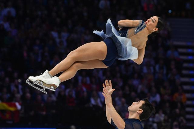 Britain’s Anastasia Vaipan-Law and Luke Digby perform during the pairs free skating program of the 2026 ISU Figure Skating World Championships in Prague on March 26, 2026. (Photo by Michal Cizek / AFP)