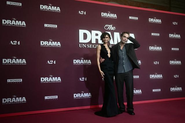 US actress and singer Zendaya and British actor Robert Pattinson, pose during a photocall at the premiere of the movie "The Drama" at the Adriano cinema in Rome on March 26, 2026. (Photo by Filippo MONTEFORTE / AFP)