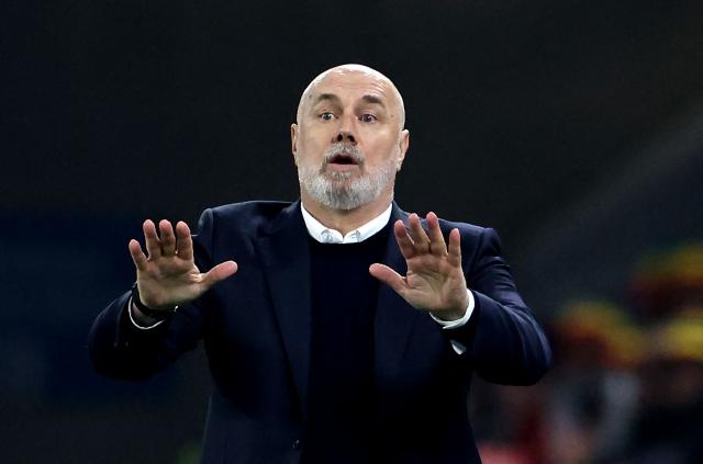 Bosnia-Herzegovina's head coach Sergej Barbarez reacts during the FIFA World Cup qualification semi-final football match between Wales and Bosnia and Herzegovina, at Cardiff City Stadium, in Cardiff, on March 26, 2026. (Photo by Darren Staples / AFP)
