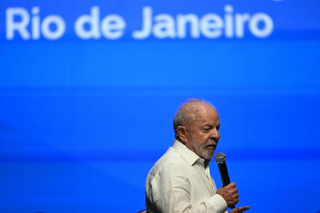 Brazil's President Luiz Inacio Lula da Silva speaks during an event to announce investments as part of the Caravana Federativa program in Niteroi, Brazil, on March 26, 2026. (Photo by Mauro PIMENTEL / AFP)