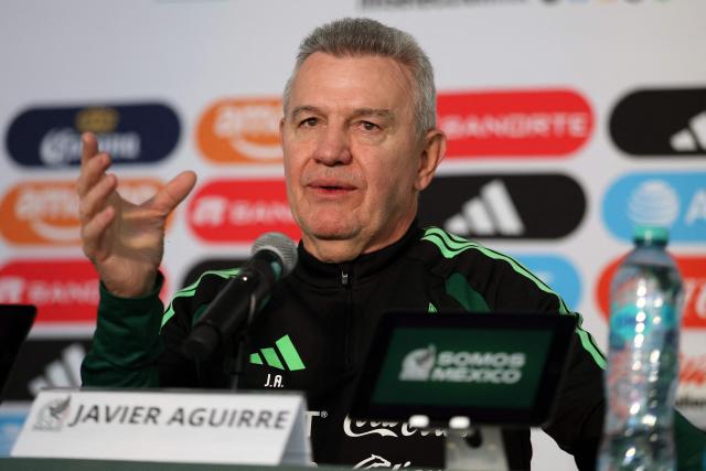 Mexico's head coach Javier Aguirre speaks during a press conference ahead of their friendly match against the Portuguese national team in Mexico City on March 26, 2026. Mexico will play a friendly match against Portugal on March 28 at the Banorte Stadium (formerly known as Azteca Stadium) in Mexico City. (Photo by LUIS CORTES / AFP)