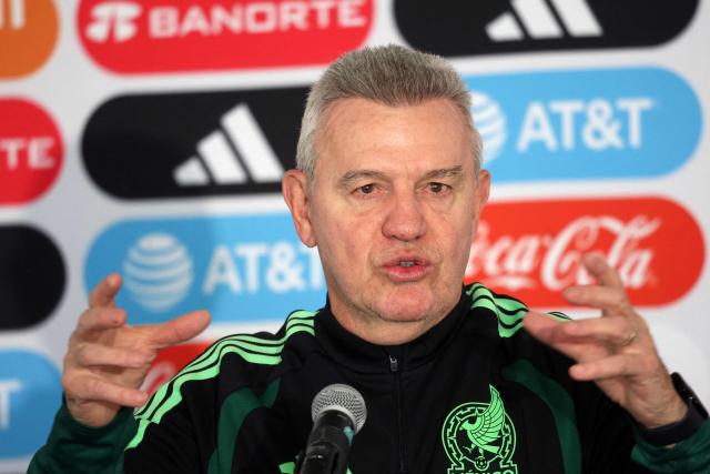 Mexico's head coach Javier Aguirre speaks during a press conference ahead of their friendly match against the Portuguese national team in Mexico City on March 26, 2026. Mexico will play a friendly match against Portugal on March 28 at the Banorte Stadium (formerly known as Azteca Stadium) in Mexico City. (Photo by LUIS CORTES / AFP)