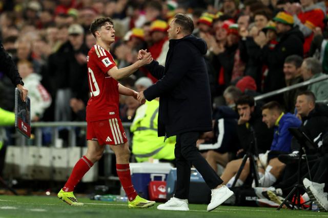 Wales' midfielder #20 Daniel James leaves the pitch after being substituted off during the FIFA World Cup qualification semi-final football match between Wales and Bosnia and Herzegovina, at Cardiff City Stadium, in Cardiff, on March 26, 2026. (Photo by Darren Staples / AFP)