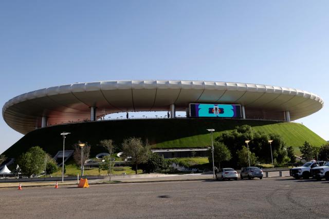 A view of Akrom Stadium ahead of the 2026 FIFA World Cup qualifiers semi-final playoff football match between New Caledonia and Jamaica in Zapopan, Mexico on March 26, 2026. (Photo by Ulises Ruiz / AFP)