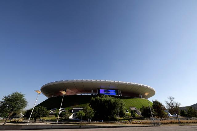 A view of Akrom Stadium ahead of the 2026 FIFA World Cup qualifiers semi-final playoff football match between New Caledonia and Jamaica in Zapopan, Mexico on March 26, 2026. (Photo by Ulises Ruiz / AFP)