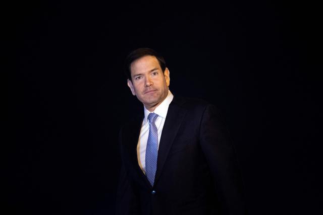 US Secretary of State Marco Rubio arrives at Le Bourget Airport in Le Bourget, France, early on March 27, 2026. Rubio is in France to take part in the G7 foreign ministers' meeting. (Photo by Brendan Smialowski / POOL / AFP)