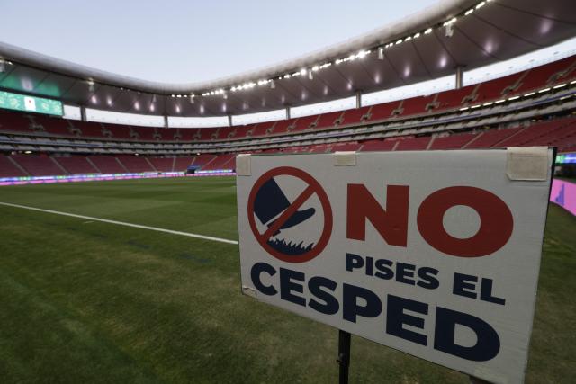 A view of Akron Stadium ahead of the 2026 FIFA World Cup qualifiers semi-final playoff football match between New Caledonia and Jamaica in Zapopan, Jalisco state, Mexico, on March 26, 2026. (Photo by Ulises Ruiz / AFP)