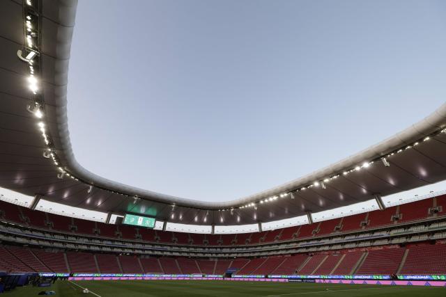 A view of Akron Stadium ahead of the 2026 FIFA World Cup qualifiers semi-final playoff football match between New Caledonia and Jamaica in Zapopan, Jalisco state, Mexico, on March 26, 2026. (Photo by Ulises Ruiz / AFP)