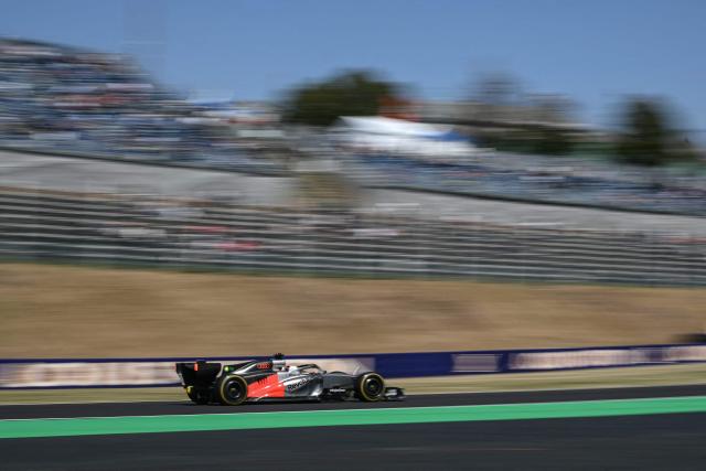 Audi's German driver Nico Hulkenberg drives during the first practice session ahead of the Formula One Japanese Grand Prix at the Suzuka circuit in Suzuka, Mie prefecture on March 27, 2026. (Photo by ANDREW CABALLERO-REYNOLDS / AFP)