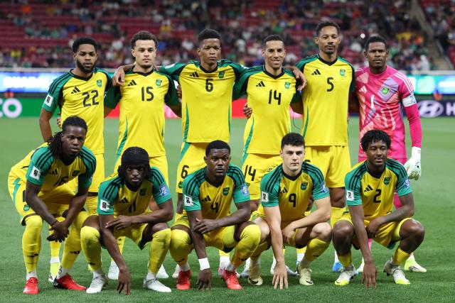 Players of Jamaica pose for a picture ahead of the 2026 FIFA World Cup qualifiers semi-final playoff football match between New Caledonia and Jamaica at the Akron Stadium in Zapopan, Mexico on March 26, 2026. (Photo by Ulises Ruiz / AFP)