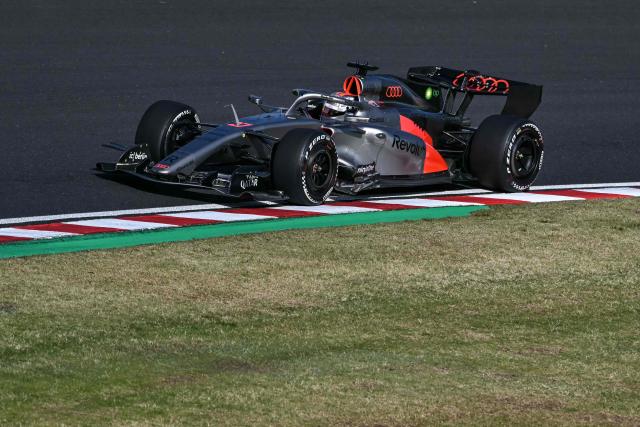 Audi's German driver Nico Hulkenberg drives during the second practice session ahead of the Formula One Japanese Grand Prix at the Suzuka circuit in Suzuka, Mie prefecture on March 27, 2026. (Photo by ANDREW CABALLERO-REYNOLDS / AFP)
