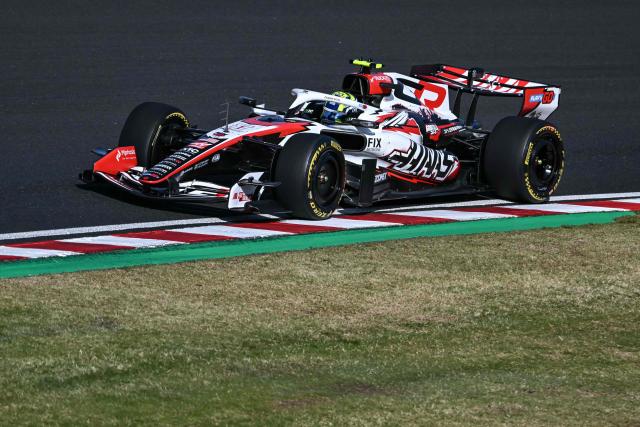 Haas F1 Team's British driver Oliver Bearman drives during the second practice session ahead of the Formula One Japanese Grand Prix at the Suzuka circuit in Suzuka, Mie prefecture on March 27, 2026. (Photo by ANDREW CABALLERO-REYNOLDS / AFP)