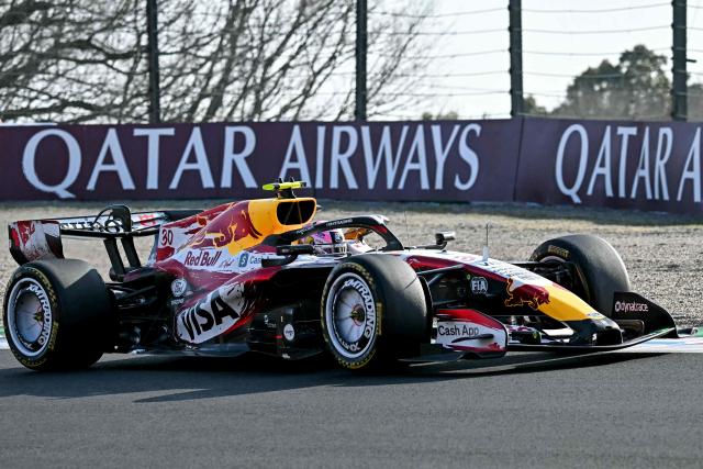 Racing Bulls' New Zealand driver Liam Lawson drives during the second practice session ahead of the Formula One Japanese Grand Prix at the Suzuka circuit in Suzuka, Mie prefecture on March 27, 2026. (Photo by Philip FONG / AFP)