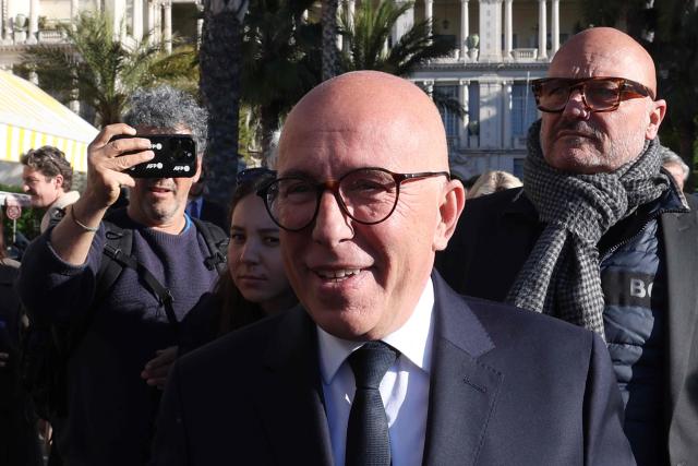 Union des droites pour la République (UDR) leader and newly elected Nice mayor Eric Ciotti arrives to attend the inaugural city council session in Nice on March 27, 2026. (Photo by Valery HACHE / AFP)